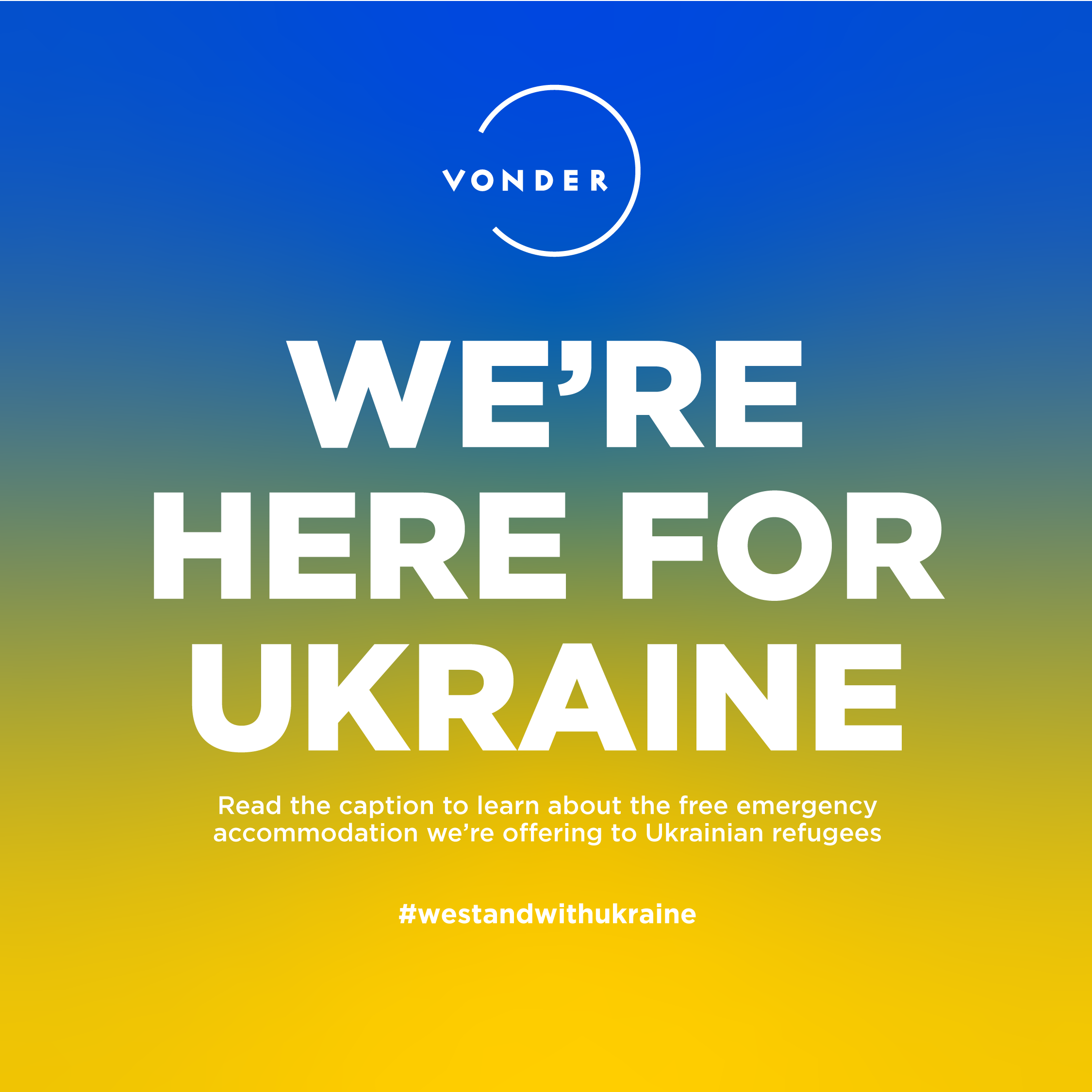 VONDER OFFERS ACCOMODATION TO HELP UKRAINIAN REFUGEES