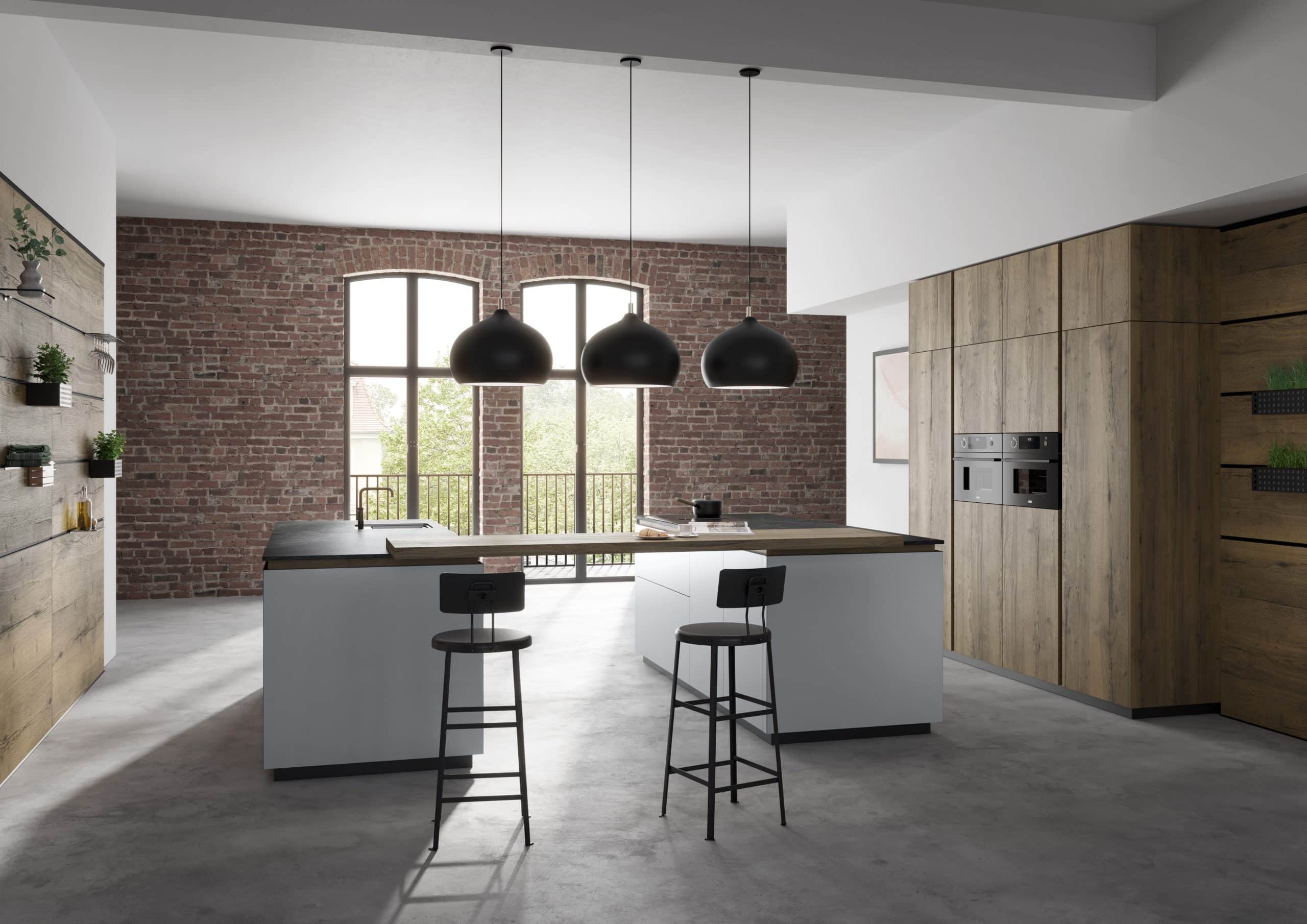 Loft-style kitchen in new Just Grey & Dark Split Oak by Rotpunkt