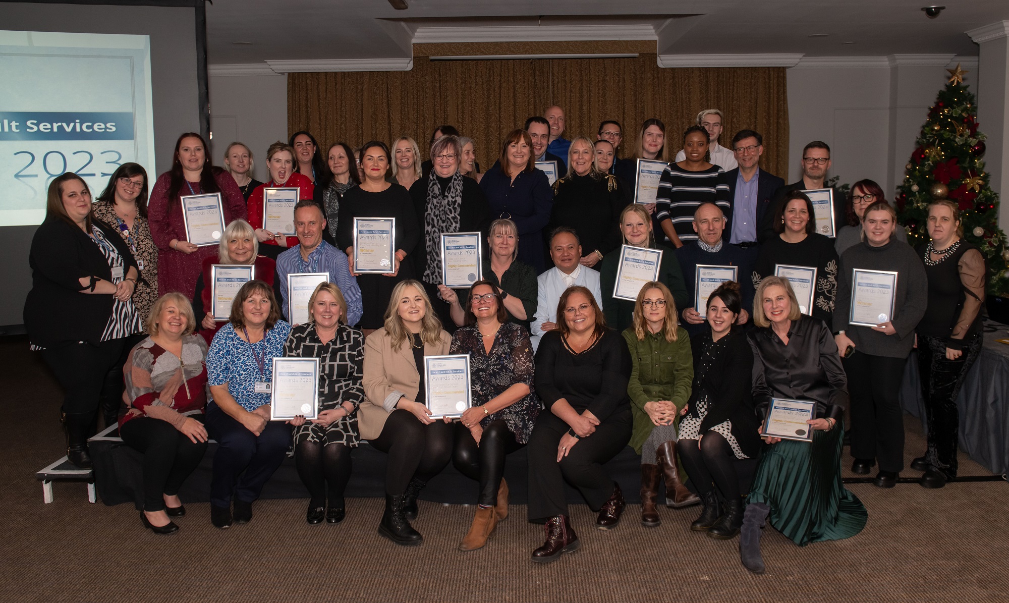Group shot Awards given for the dedication of public health and social care teams