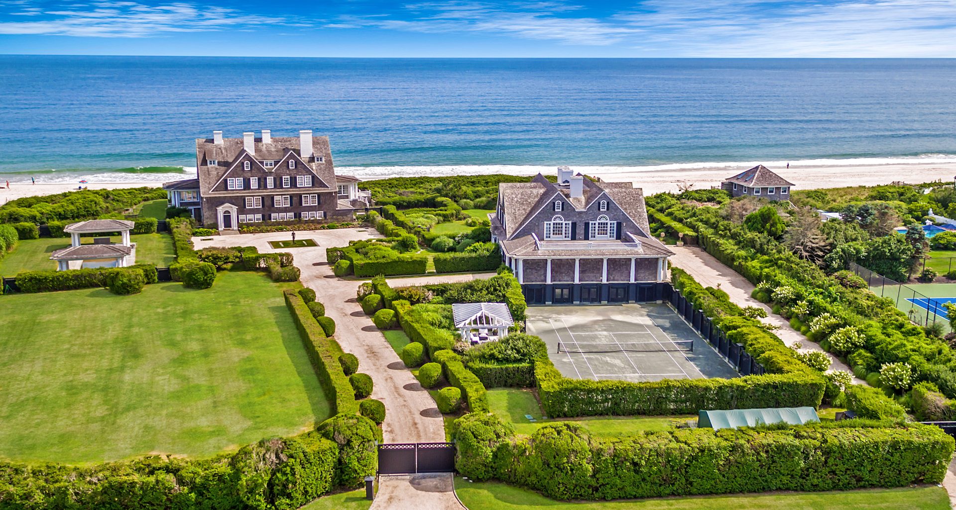 The Pinnacle of Luxury: Own the Hamptons' Most Lavish Mansion, Complete with Dual Residences, a Sunken Tennis Court, and Ocean Views