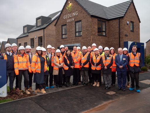Baroness Penn Nottingham visit 2 Pioneering new eco-homes given seal of approval by minister for housing and communities