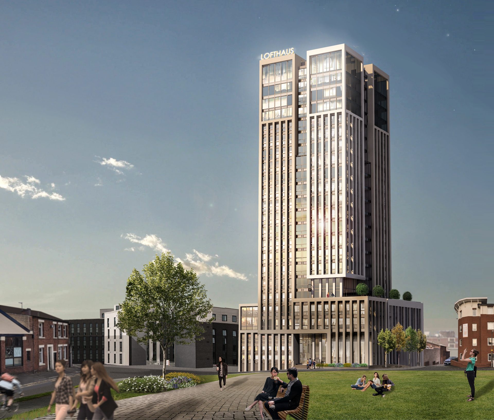 Lofthaus exterior elevation and landscape CGI Number one city in the Northwest Preston is driving the move to co-living developments for all ages