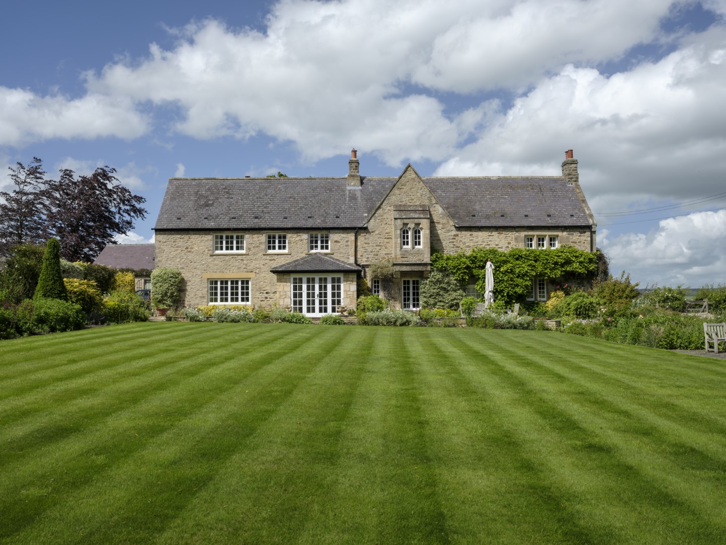 The garden of Delegate Cottage, Fellside, Hexham, Northumberland, England