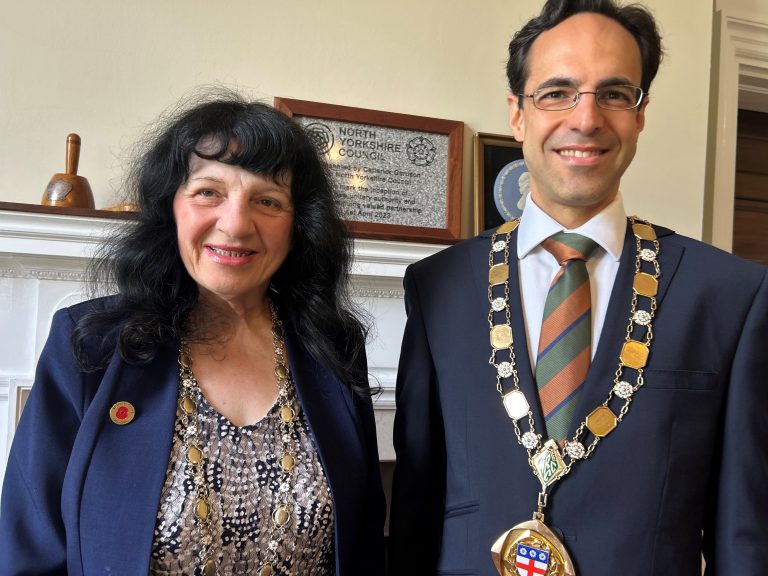 Former council chair Cllr Roberta Swiers and new chair Cllr George Jabbour