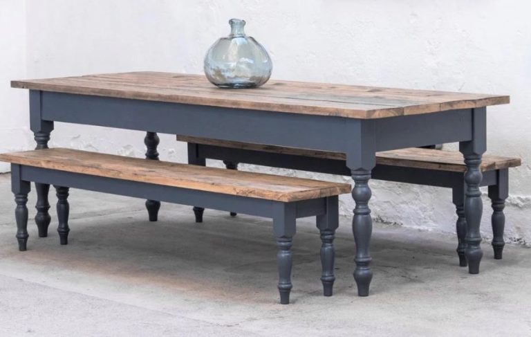 farmhouse table with bench