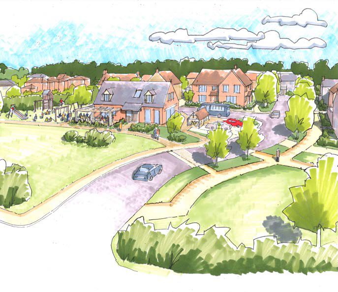 Artist drawing of new homes at Ashford Hill