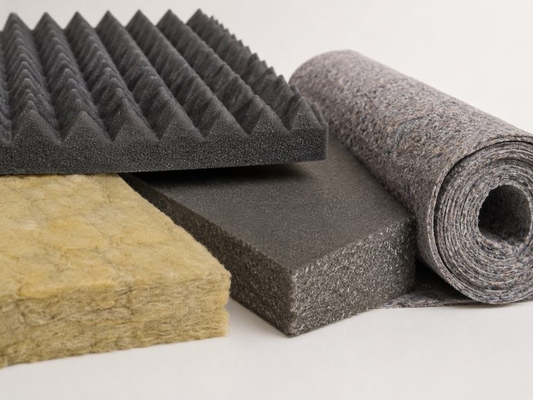 Acoustic insulation materials installed in a modern building interior for improved sound comfort