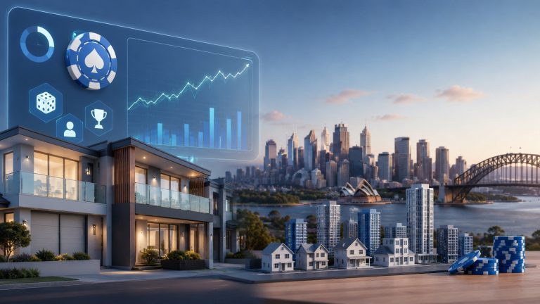 How Australian Gaming Platforms Are Changing Property Investment Decisions Modern Australian property investment concept with digital gaming platform graphics and financial data