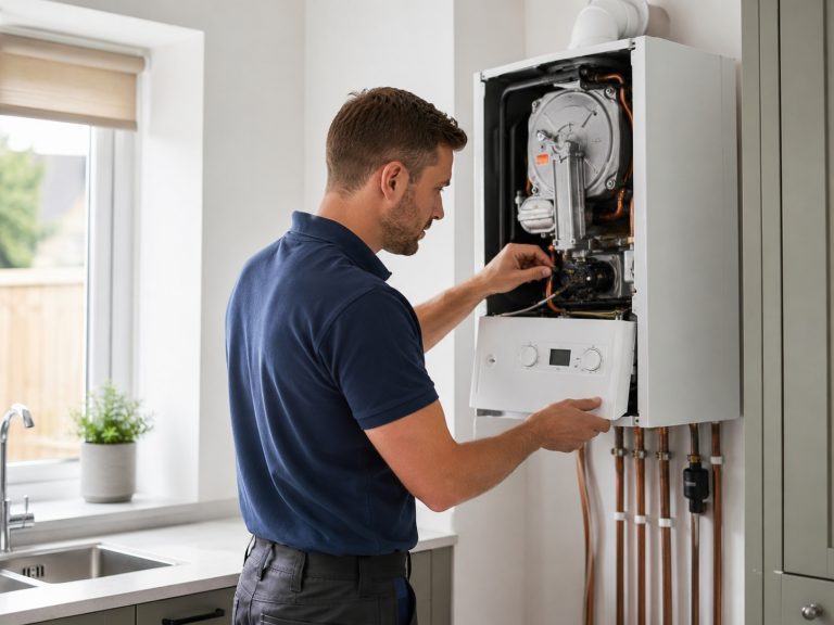 Gas Safe engineer checking signs that a boiler is overdue for a service