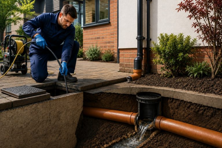 Why Drainage Maintenance Is Essential for Protecting Your Property Professional drainage maintenance protecting a residential property from water damage