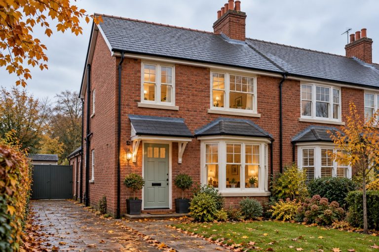 How to Prepare Your Home for Winter: A Practical UK Maintenance Checklist Prepare your home for winter – British brick house with gutters and autumn leaves