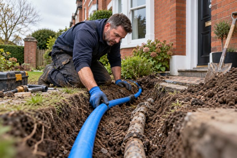 Renovating an Older Home? Check the Water Supply Before the Plaster Goes On Plumber inspecting an older home water supply pipe during renovation