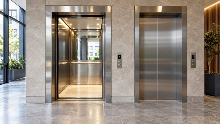 7 Things Property Developers Should Consider Before Passenger Lift Installation Modern passenger lift installation with an open cabin in a building lobby